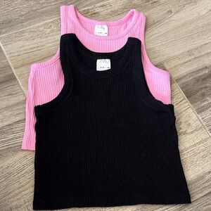 Zara Kids Ribbed Tank Tops in Pink and Black size 9-10 in excellent condition